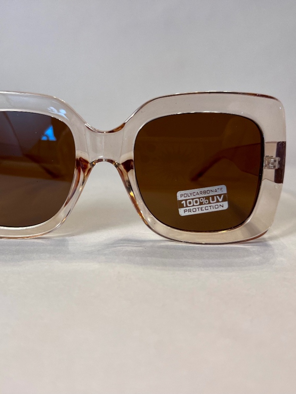 Garbo Oversized Square Sunglasses – Transparent Champagne Frame Brown Lens Glam